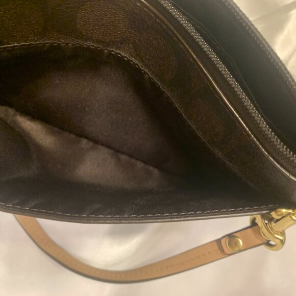 Coach Women's Signature PVC Corner Zip Large Wristlet SV/Brown Azalea F51258 - Picture 12 of 16